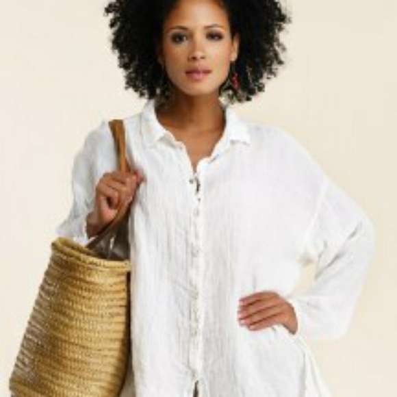 Luna Luz Tops - Luna Luz slate blue/gray linen tunic